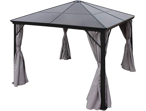 Bali Outdoor 10' x 10' Steel Patio Gazebo with Polyester Privacy Curtains